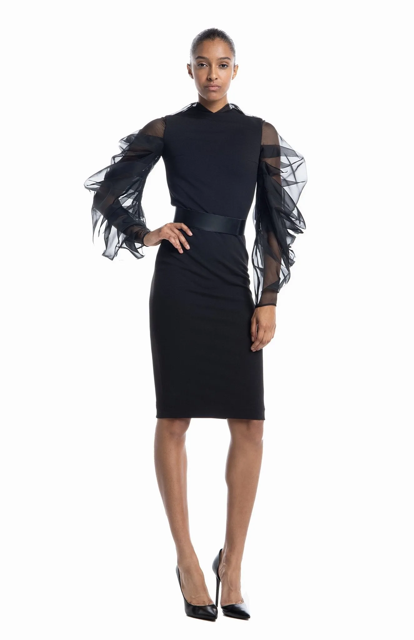 Melteme | Classic With A Twist: Draped Sleeve Cocktail Dress
