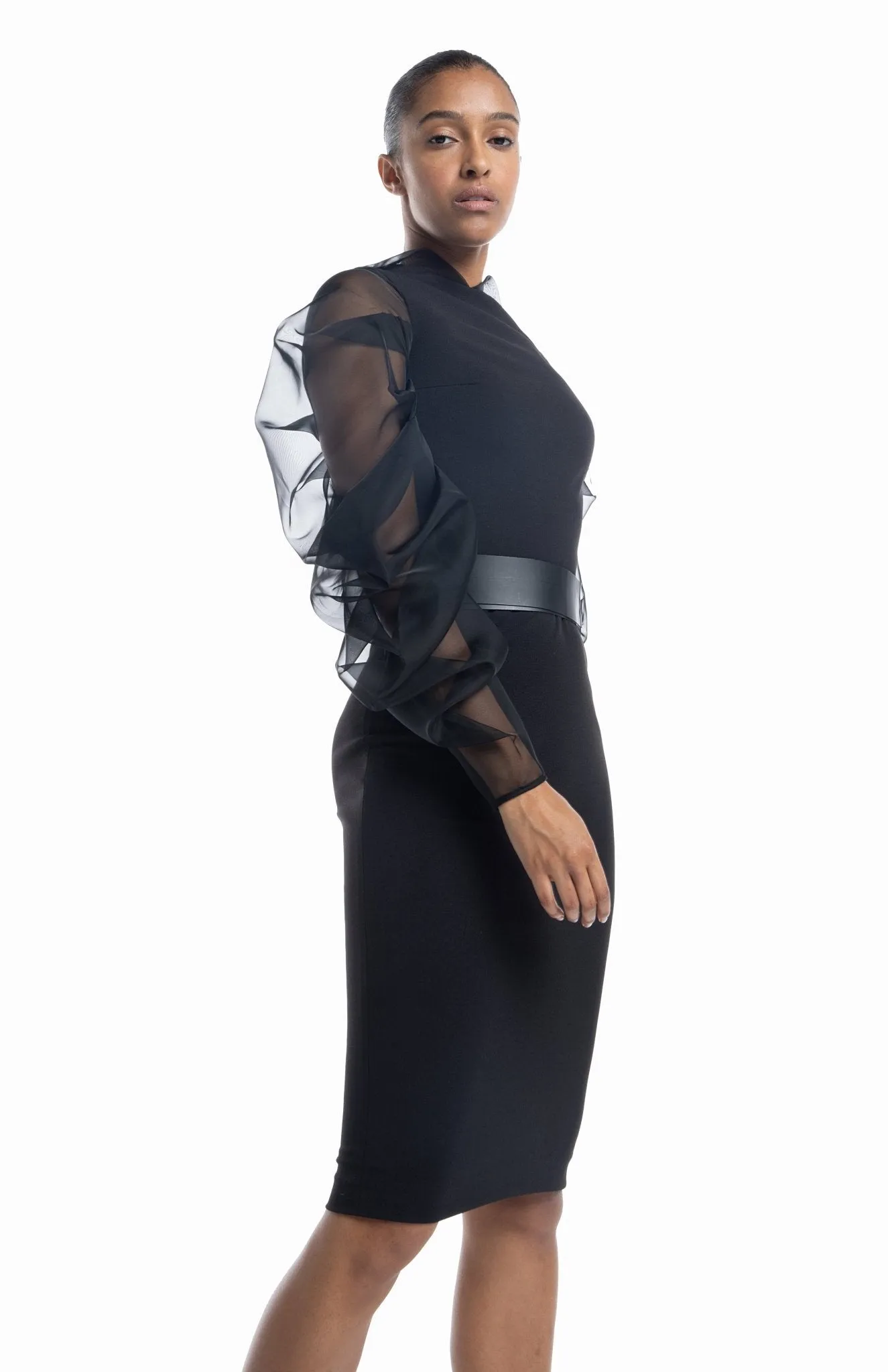Melteme | Classic With A Twist: Draped Sleeve Cocktail Dress