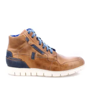 Men's Galahad High Top Leather Sneakers In Tan Rustic/cobalt Lux