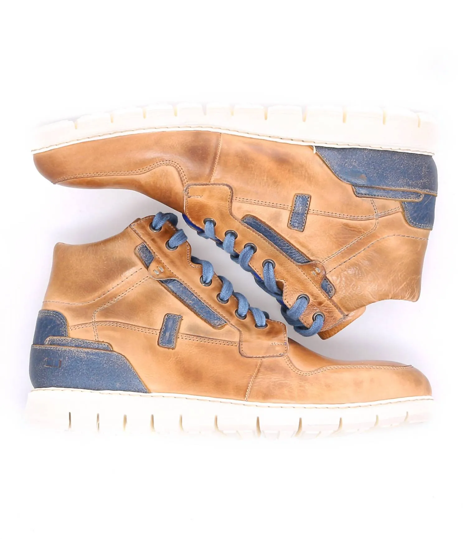 Men's Galahad High Top Leather Sneakers In Tan Rustic/cobalt Lux