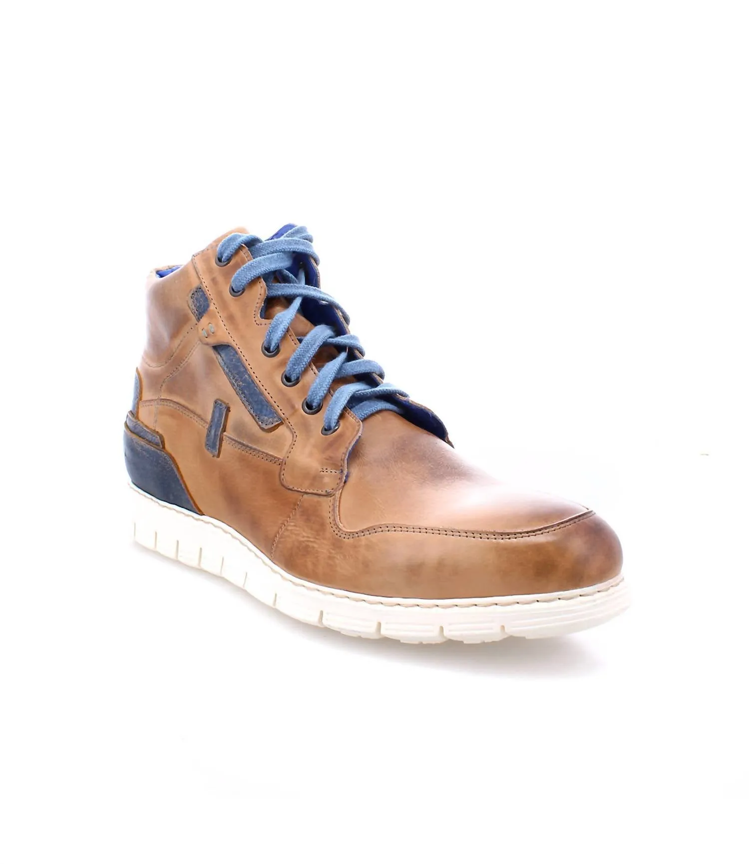 Men's Galahad High Top Leather Sneakers In Tan Rustic/cobalt Lux