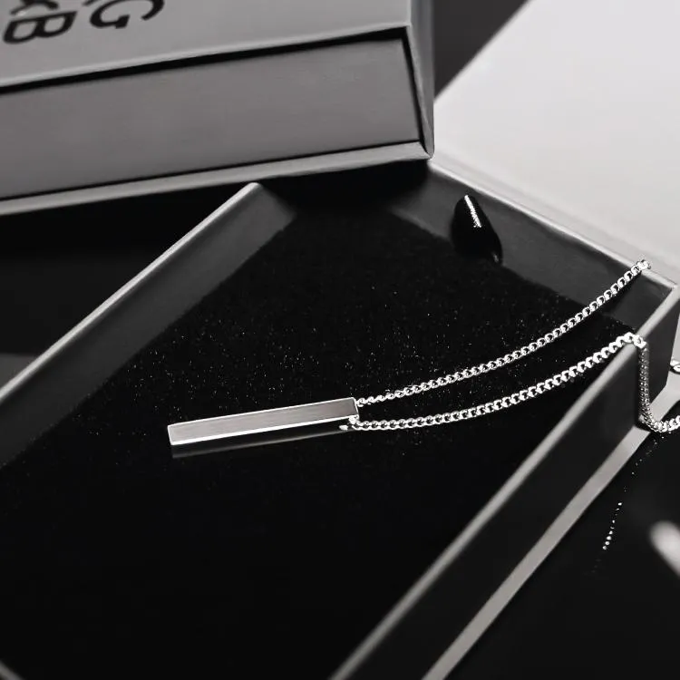 Minimal Bar Necklace - Solid 925 Sterling Silver