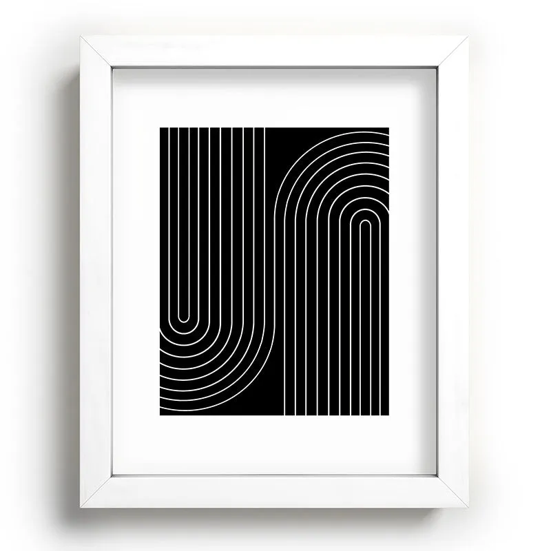 Minimal Line Curvature Black Recessed Framing Rectangle