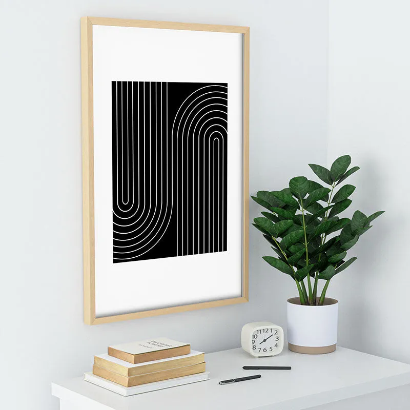 Minimal Line Curvature Black Recessed Framing Rectangle
