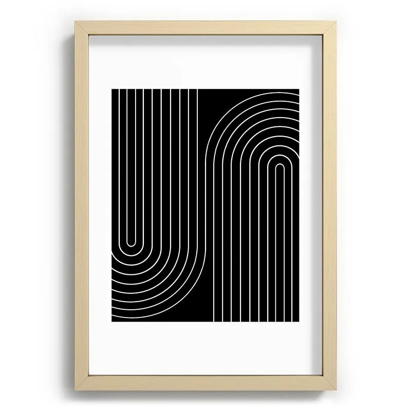 Minimal Line Curvature Black Recessed Framing Rectangle