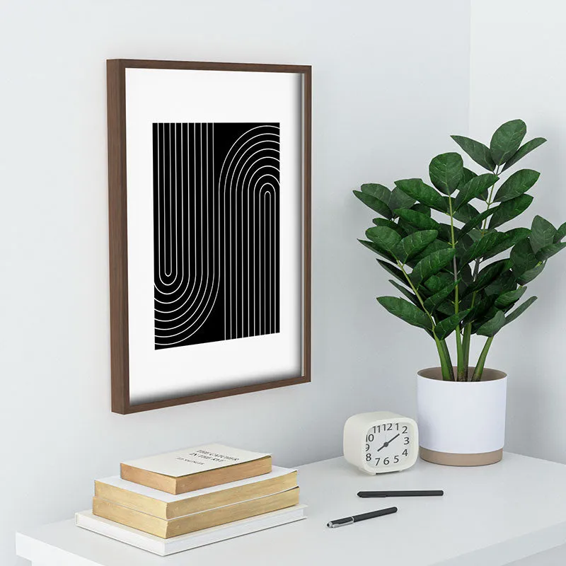 Minimal Line Curvature Black Recessed Framing Rectangle