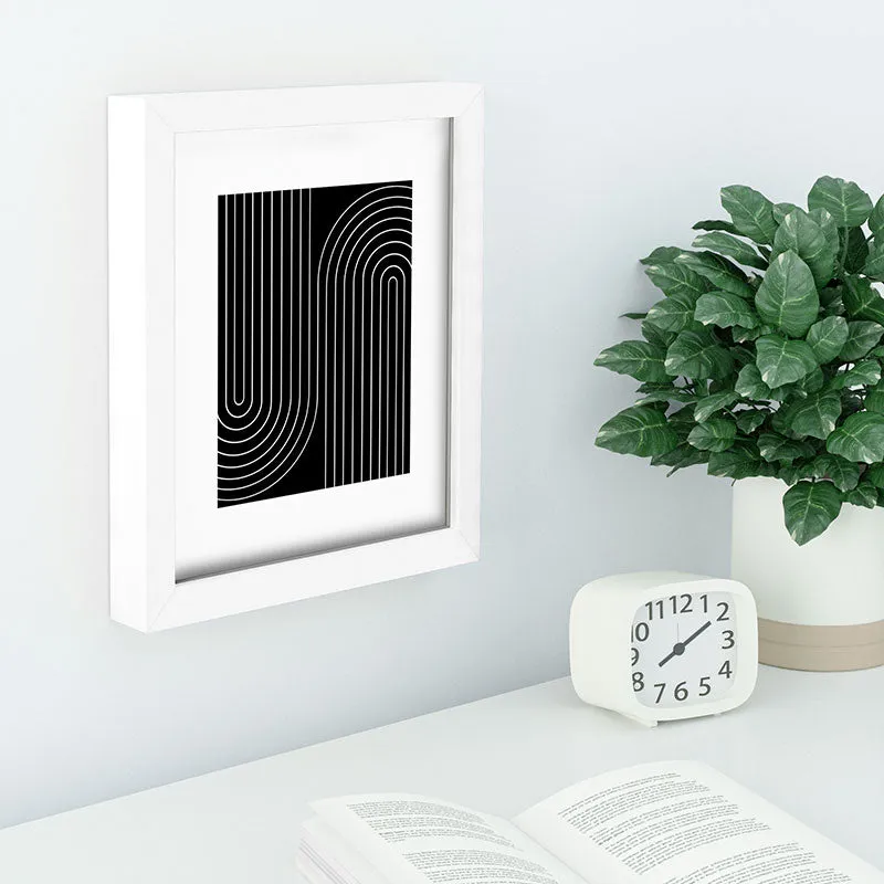 Minimal Line Curvature Black Recessed Framing Rectangle