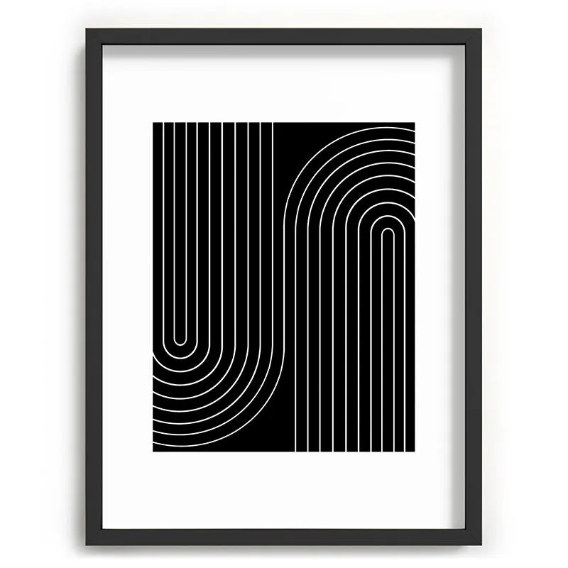 Minimal Line Curvature Black Recessed Framing Rectangle