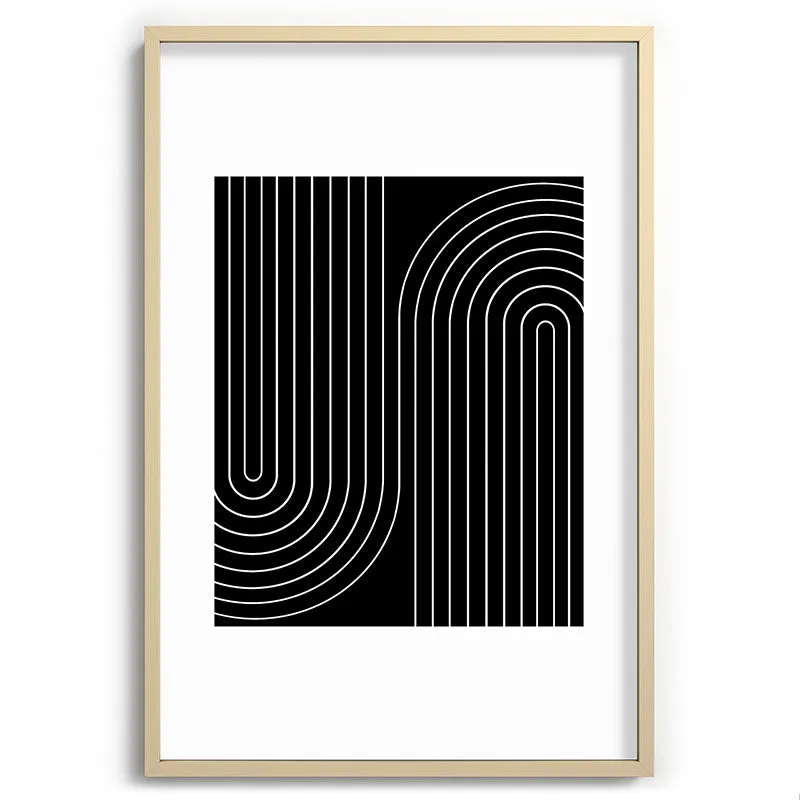 Minimal Line Curvature Black Recessed Framing Rectangle