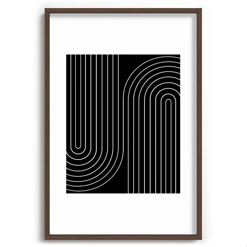 Minimal Line Curvature Black Recessed Framing Rectangle