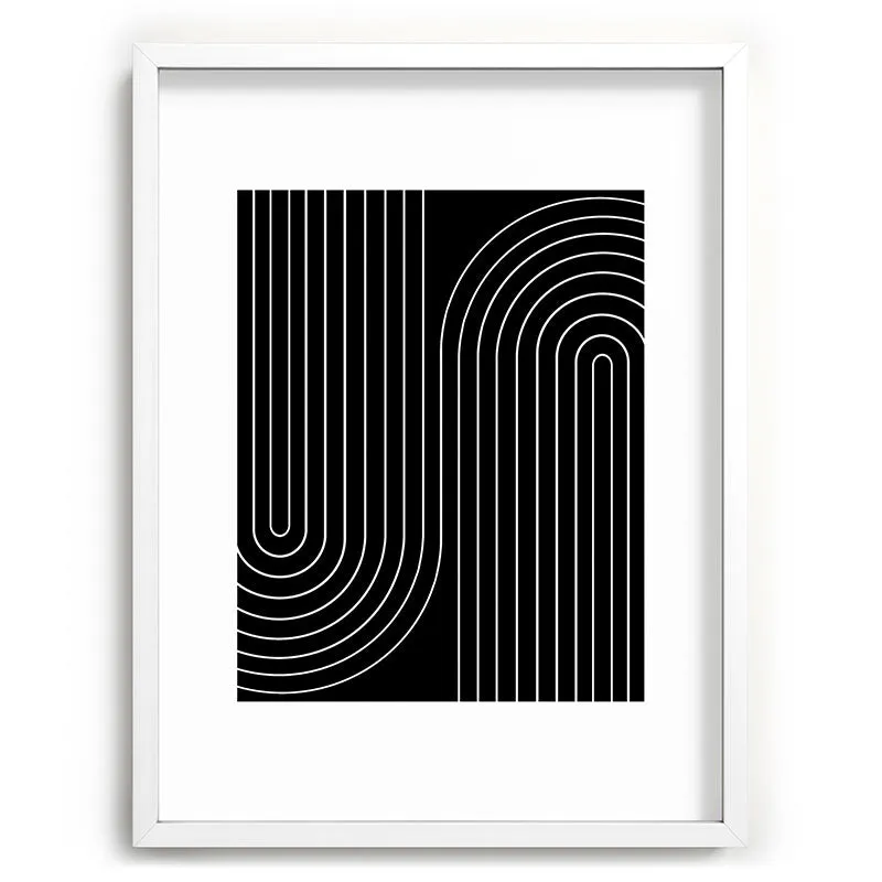 Minimal Line Curvature Black Recessed Framing Rectangle