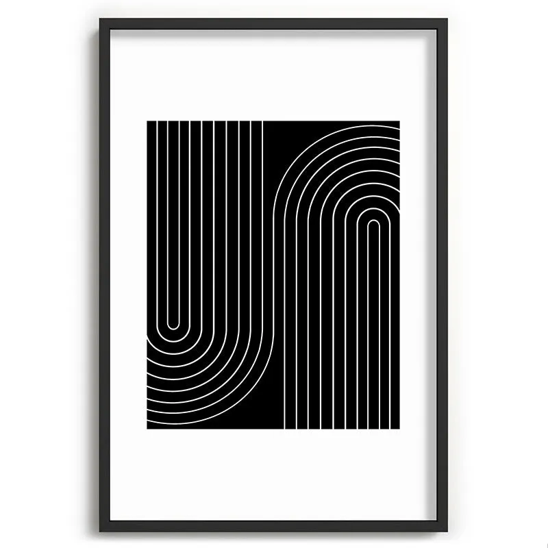 Minimal Line Curvature Black Recessed Framing Rectangle