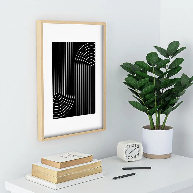 Minimal Line Curvature Black Recessed Framing Rectangle