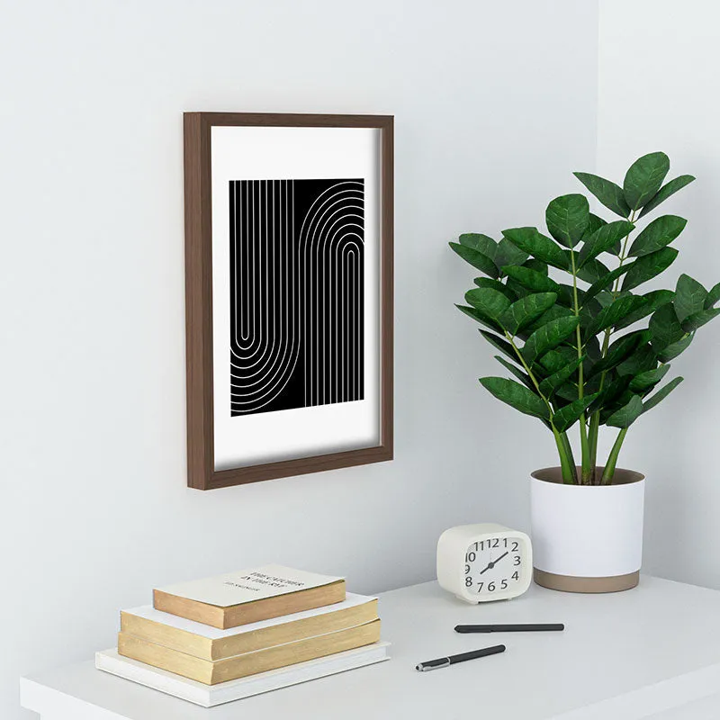 Minimal Line Curvature Black Recessed Framing Rectangle