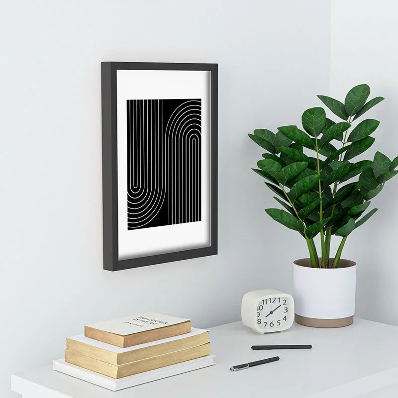 Minimal Line Curvature Black Recessed Framing Rectangle
