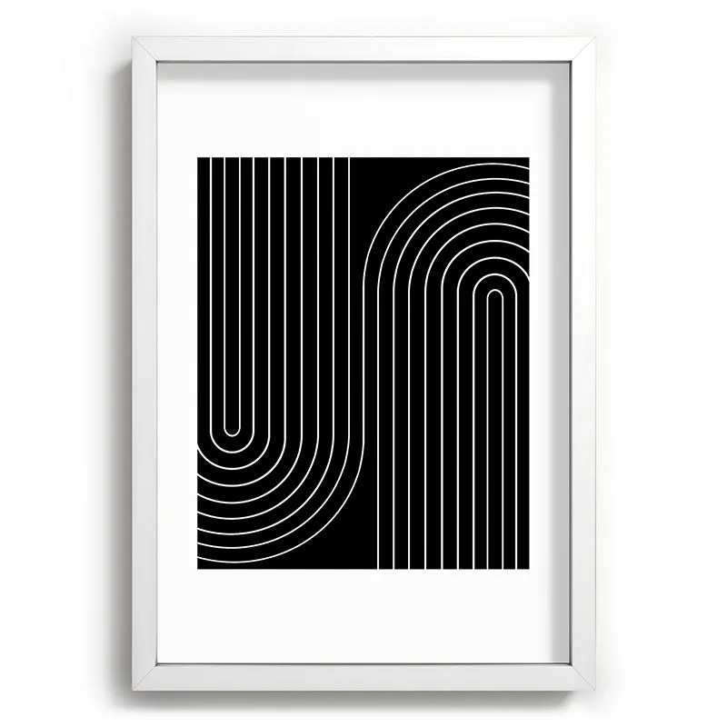 Minimal Line Curvature Black Recessed Framing Rectangle