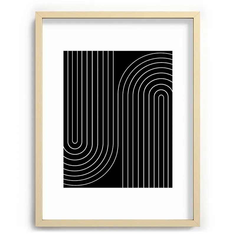 Minimal Line Curvature Black Recessed Framing Rectangle