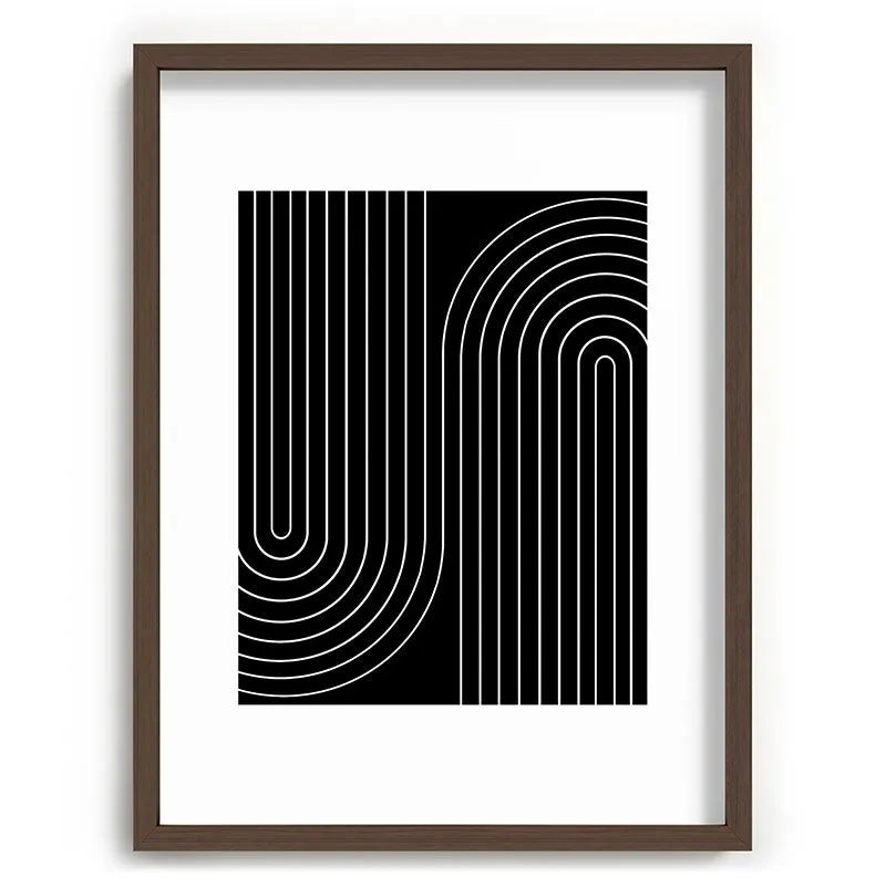 Minimal Line Curvature Black Recessed Framing Rectangle
