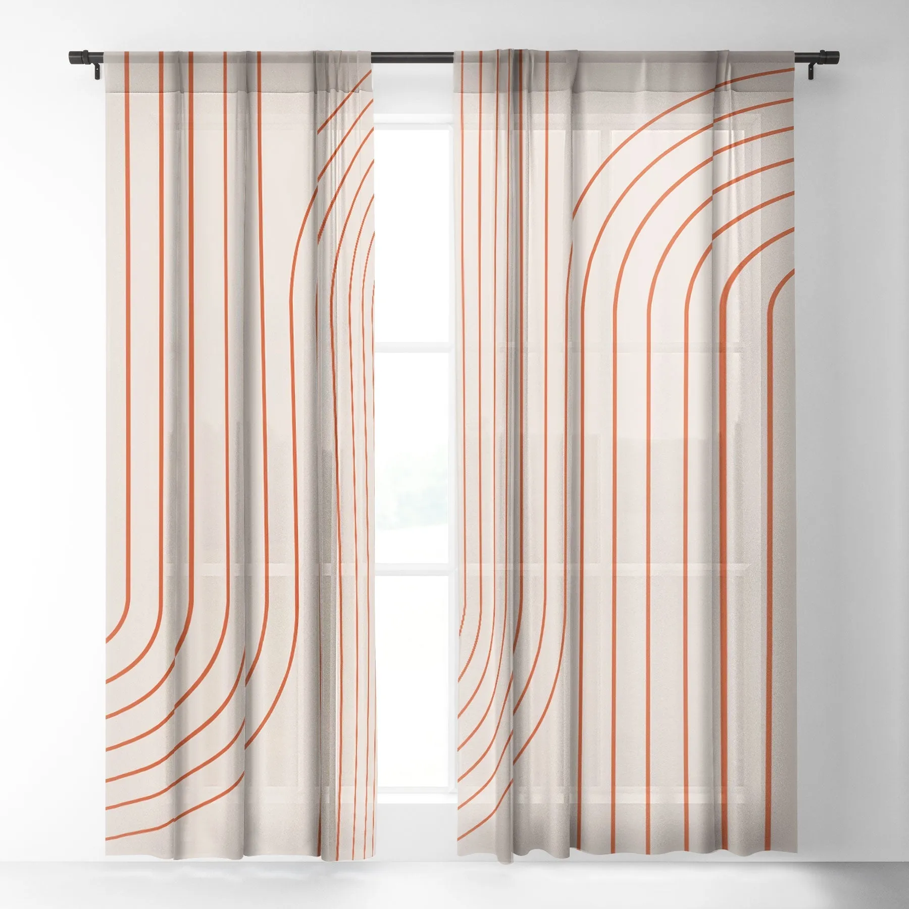 MINIMAL LINE CURVATURE CORAL 2 WINDOW CURTAINS