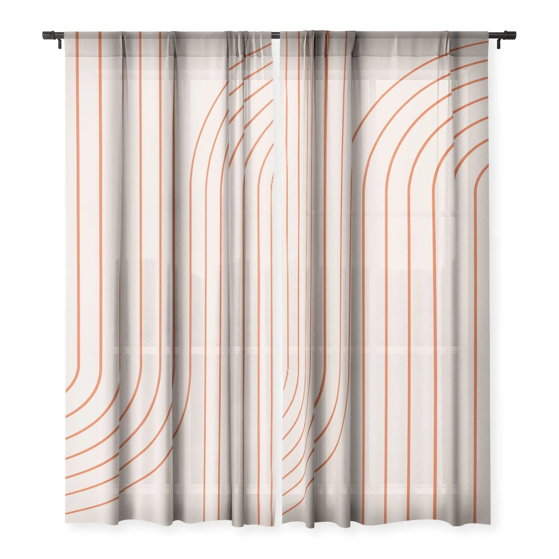 MINIMAL LINE CURVATURE CORAL 2 WINDOW CURTAINS