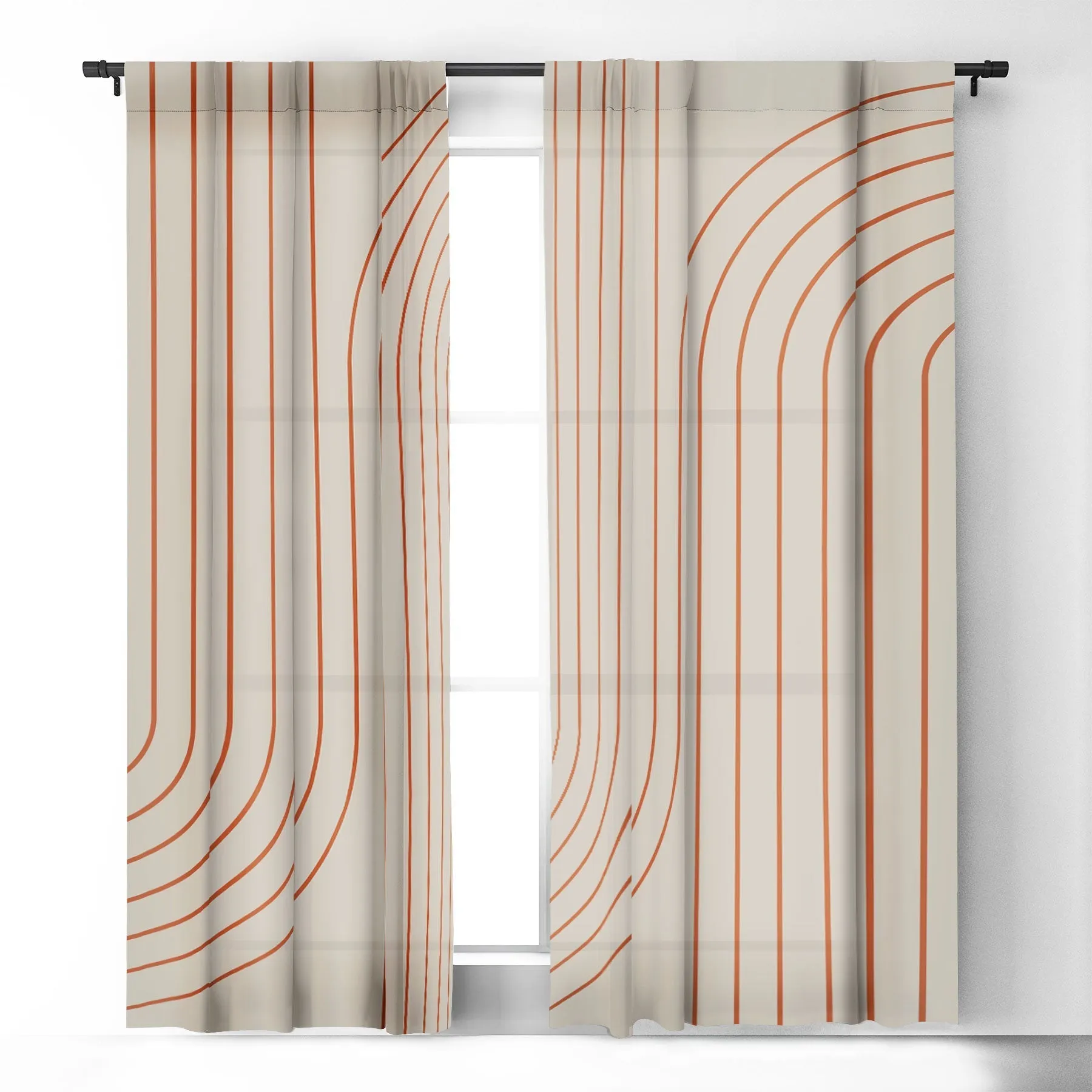 MINIMAL LINE CURVATURE CORAL 2 WINDOW CURTAINS