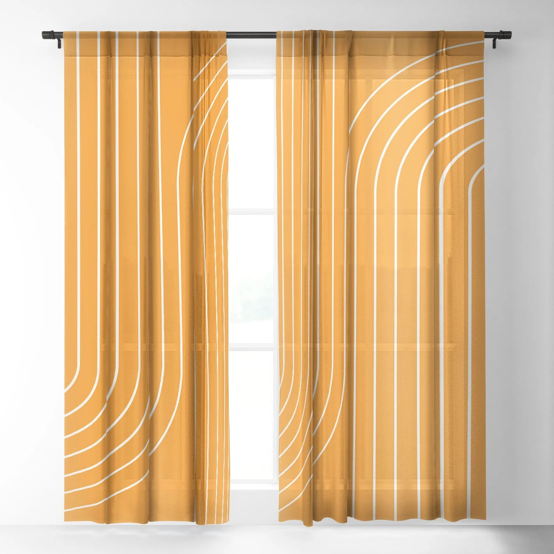 MINIMAL LINE CURVATURE GOLD WINDOW CURTAINS