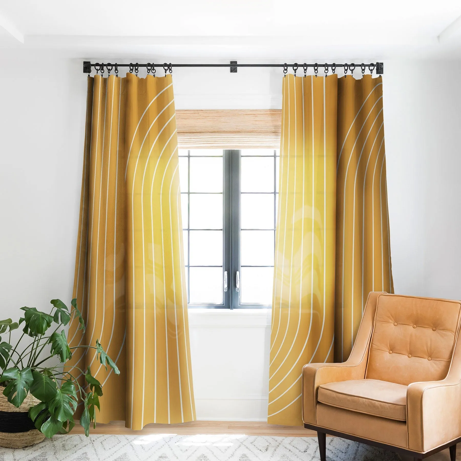 MINIMAL LINE CURVATURE GOLD WINDOW CURTAINS