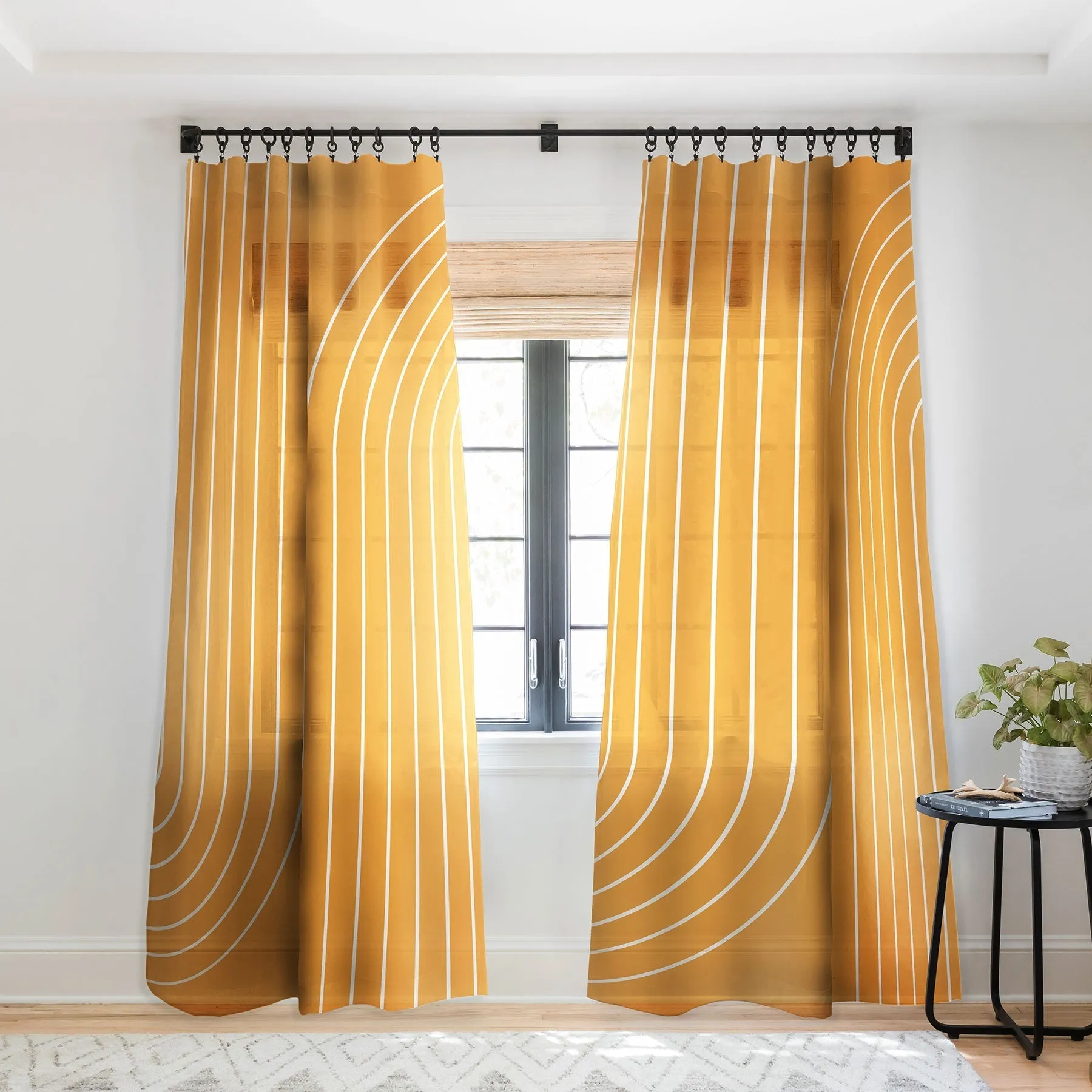 MINIMAL LINE CURVATURE GOLD WINDOW CURTAINS