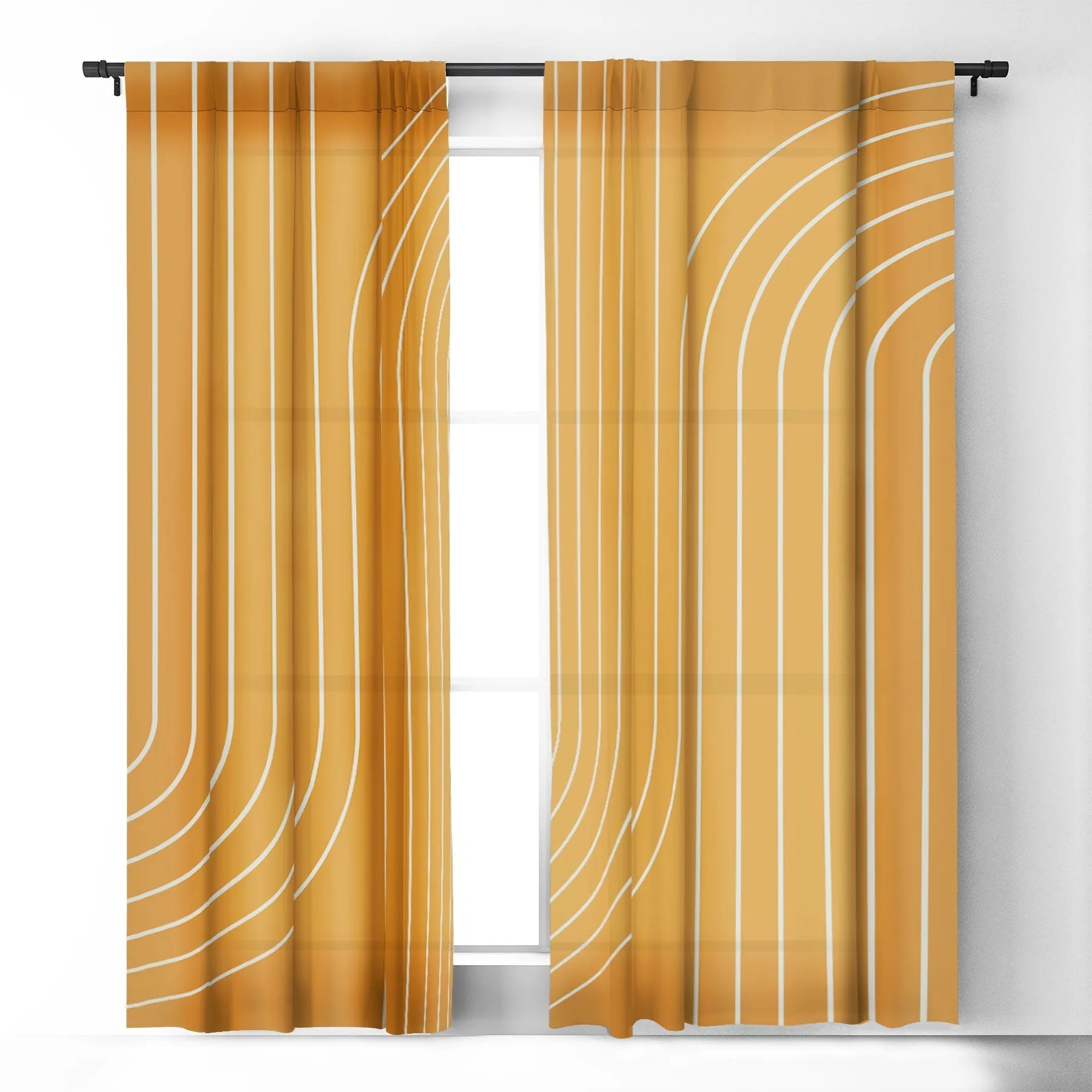 MINIMAL LINE CURVATURE GOLD WINDOW CURTAINS