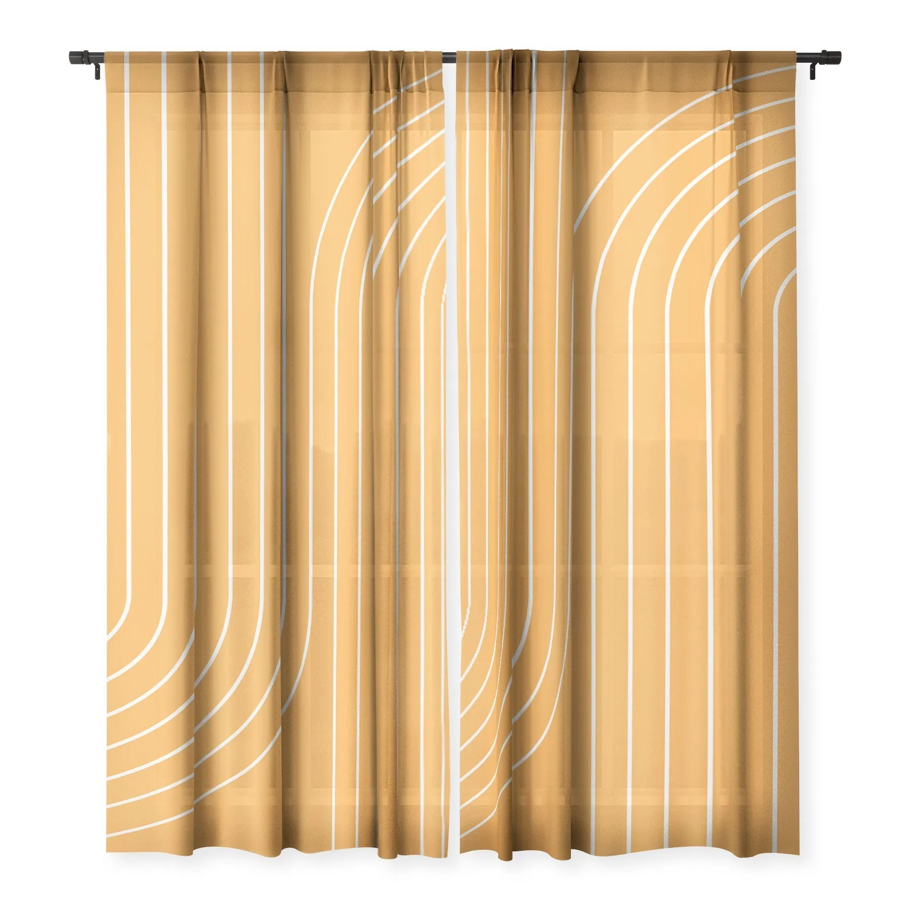 MINIMAL LINE CURVATURE GOLD WINDOW CURTAINS