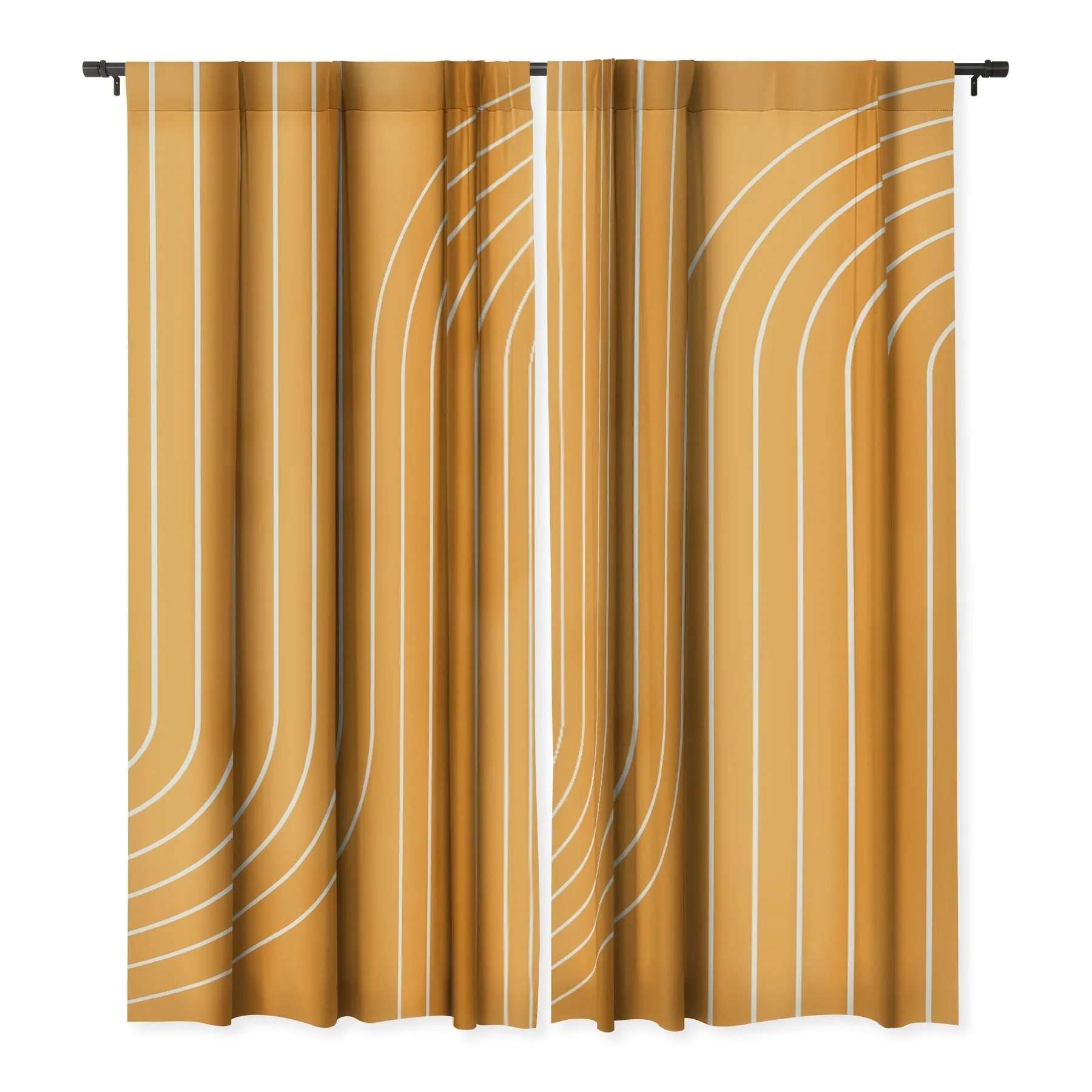 MINIMAL LINE CURVATURE GOLD WINDOW CURTAINS