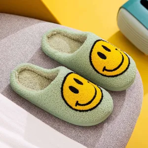 Mint Yellow Non Slip Smiley Face Slippers