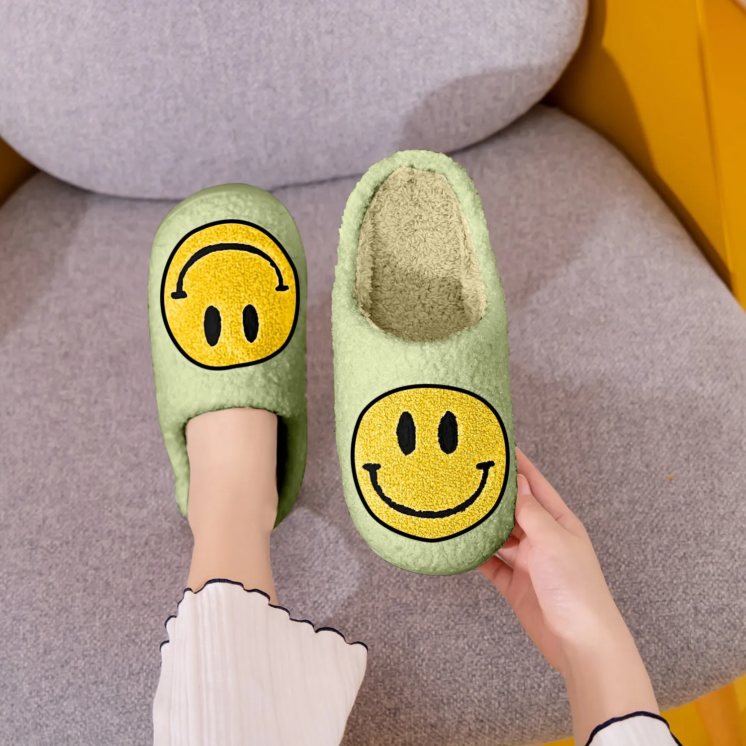 Mint Yellow Non Slip Smiley Face Slippers