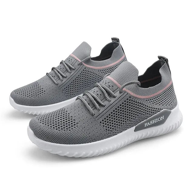 Moipheng Flats Women Sneakers Shoes 2020 Spring Sock Sneakers Women Summer Lace Up Flats Women Plus Size Walking Tenis Feminino