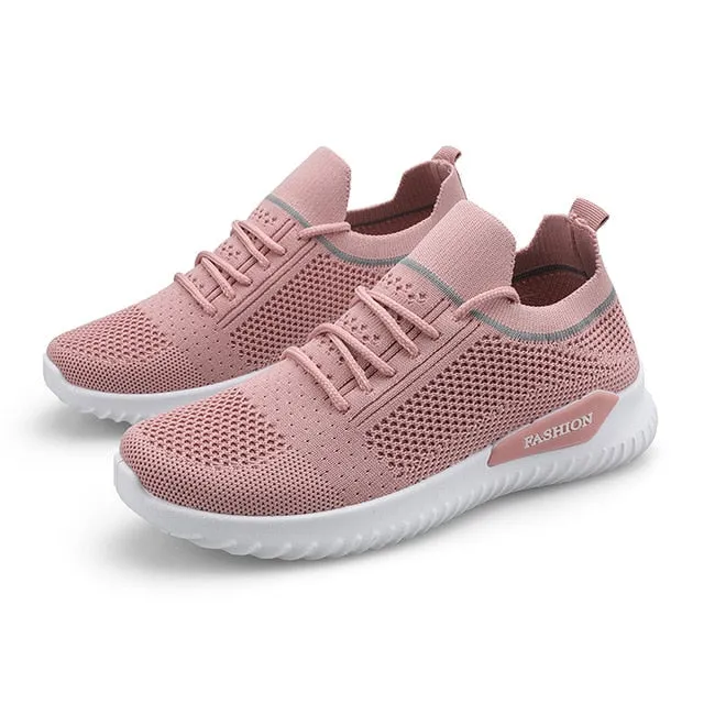 Moipheng Flats Women Sneakers Shoes 2020 Spring Sock Sneakers Women Summer Lace Up Flats Women Plus Size Walking Tenis Feminino