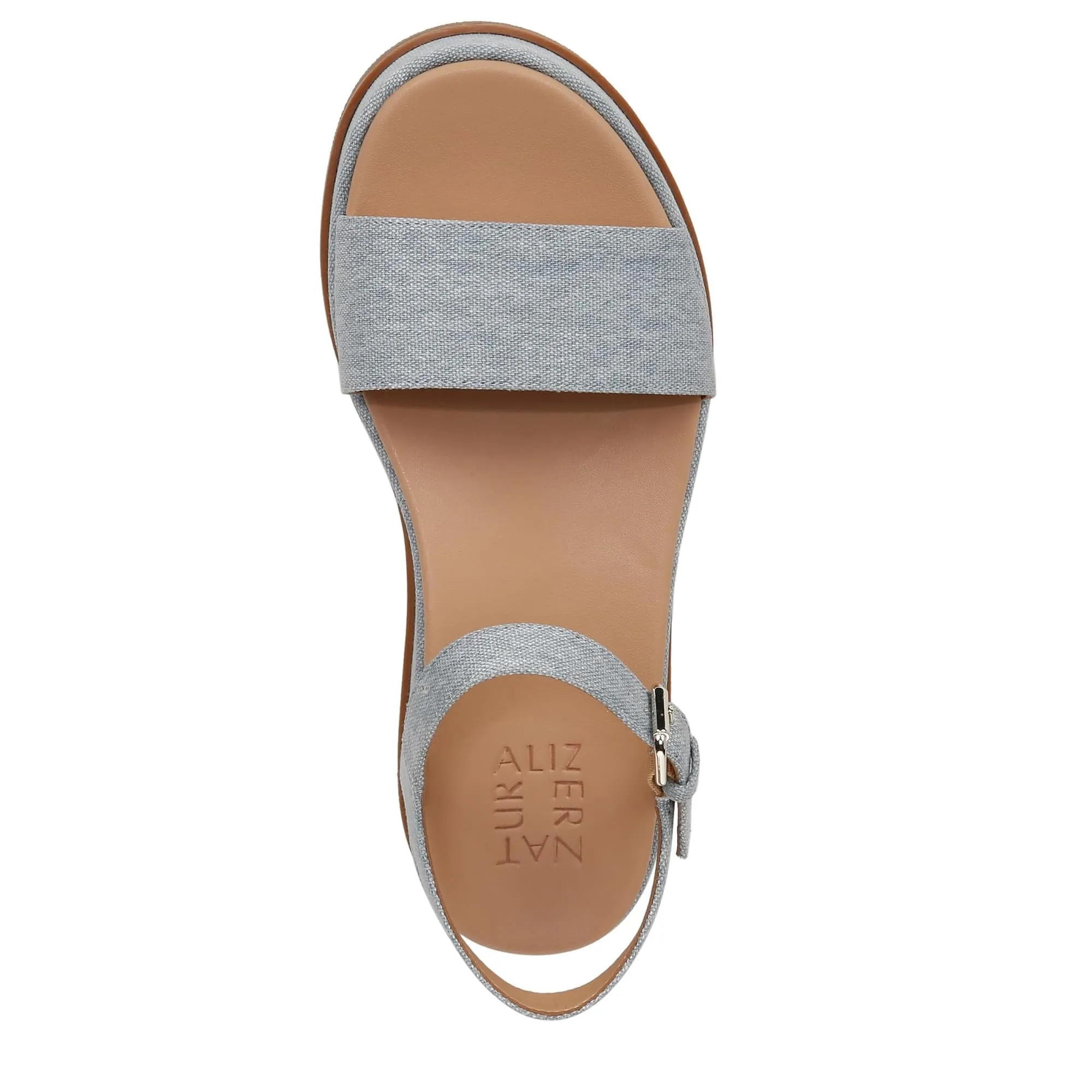Naturalizer Womens Zane Ankle Strap Platform Casual Sandal Light Blue Denim Fabric 10 M
