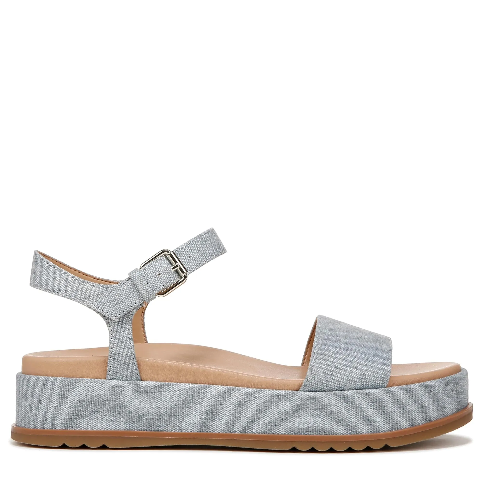 Naturalizer Womens Zane Ankle Strap Platform Casual Sandal Light Blue Denim Fabric 10 M