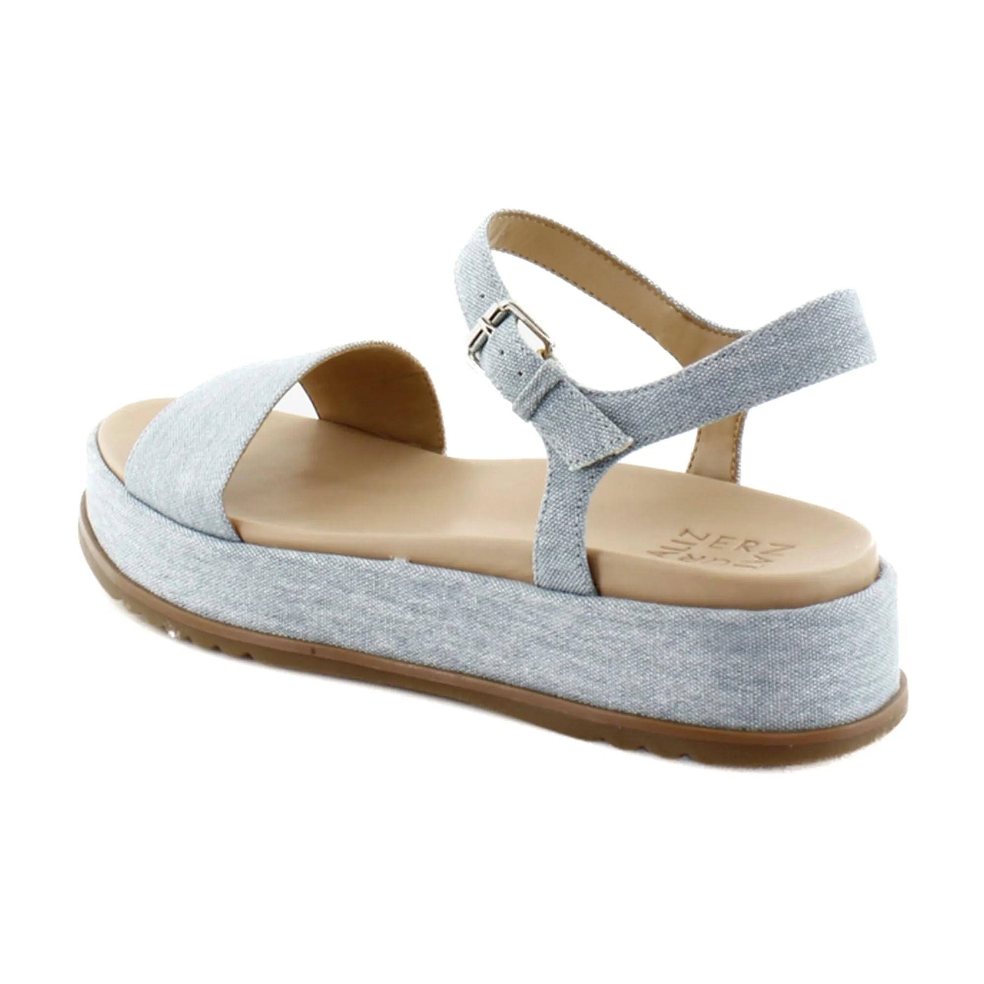 Naturalizer Womens Zane Ankle Strap Platform Casual Sandal Light Blue Denim Fabric 10 M
