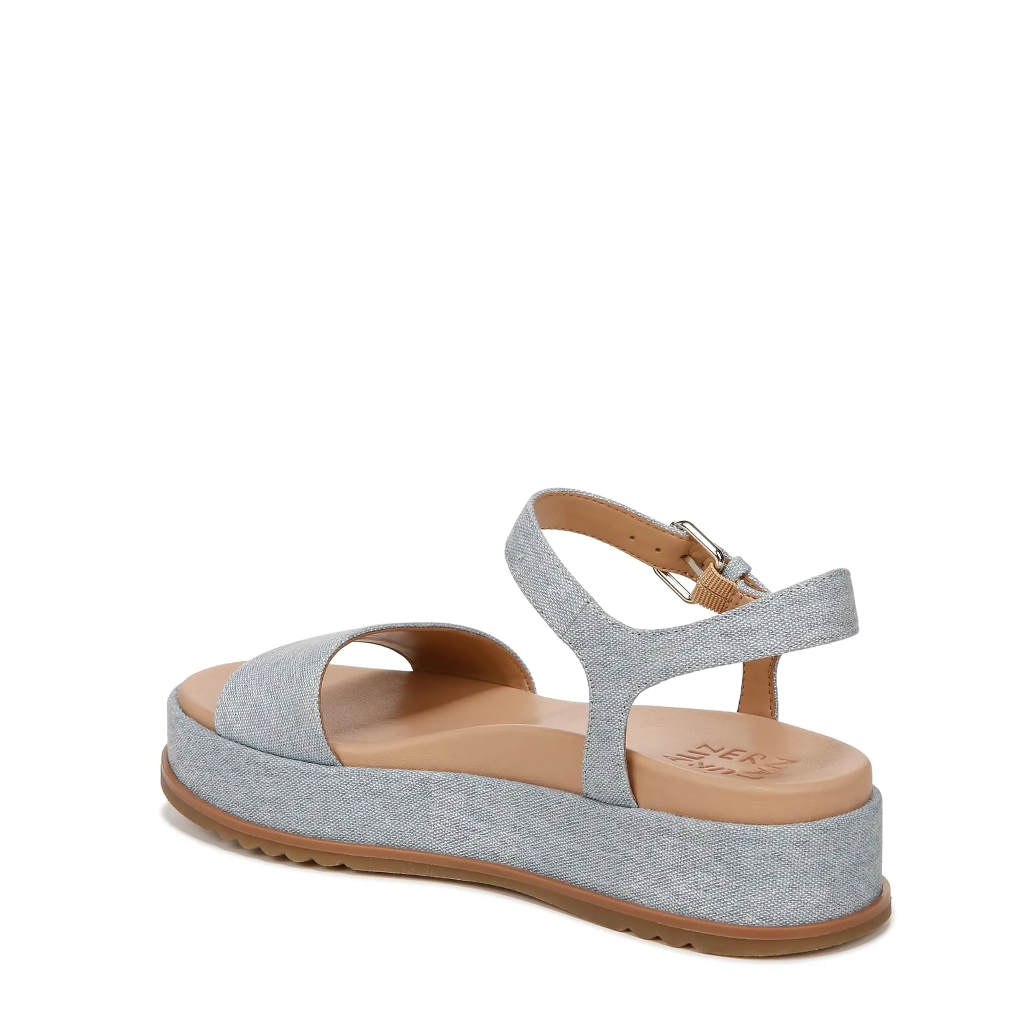 Naturalizer Womens Zane Ankle Strap Platform Casual Sandal Light Blue Denim Fabric 10 M