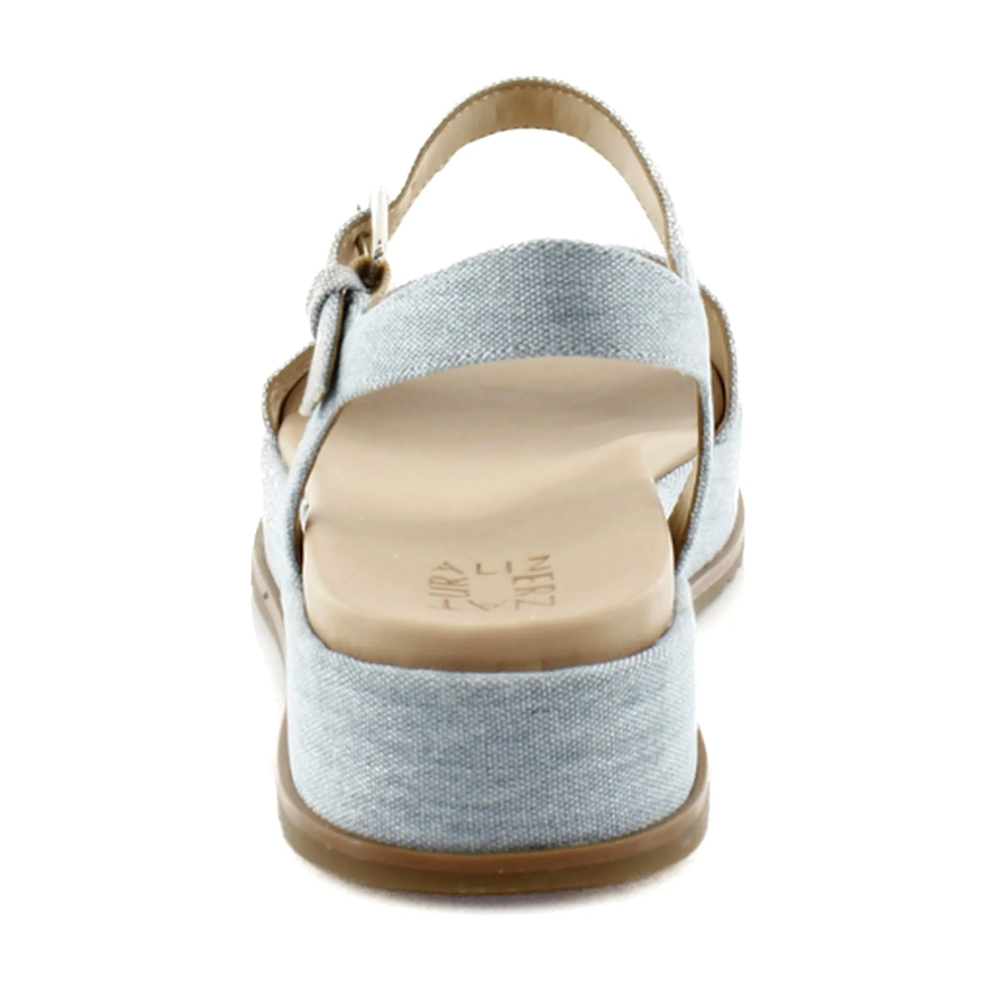 Naturalizer Womens Zane Ankle Strap Platform Casual Sandal Light Blue Denim Fabric 10 M