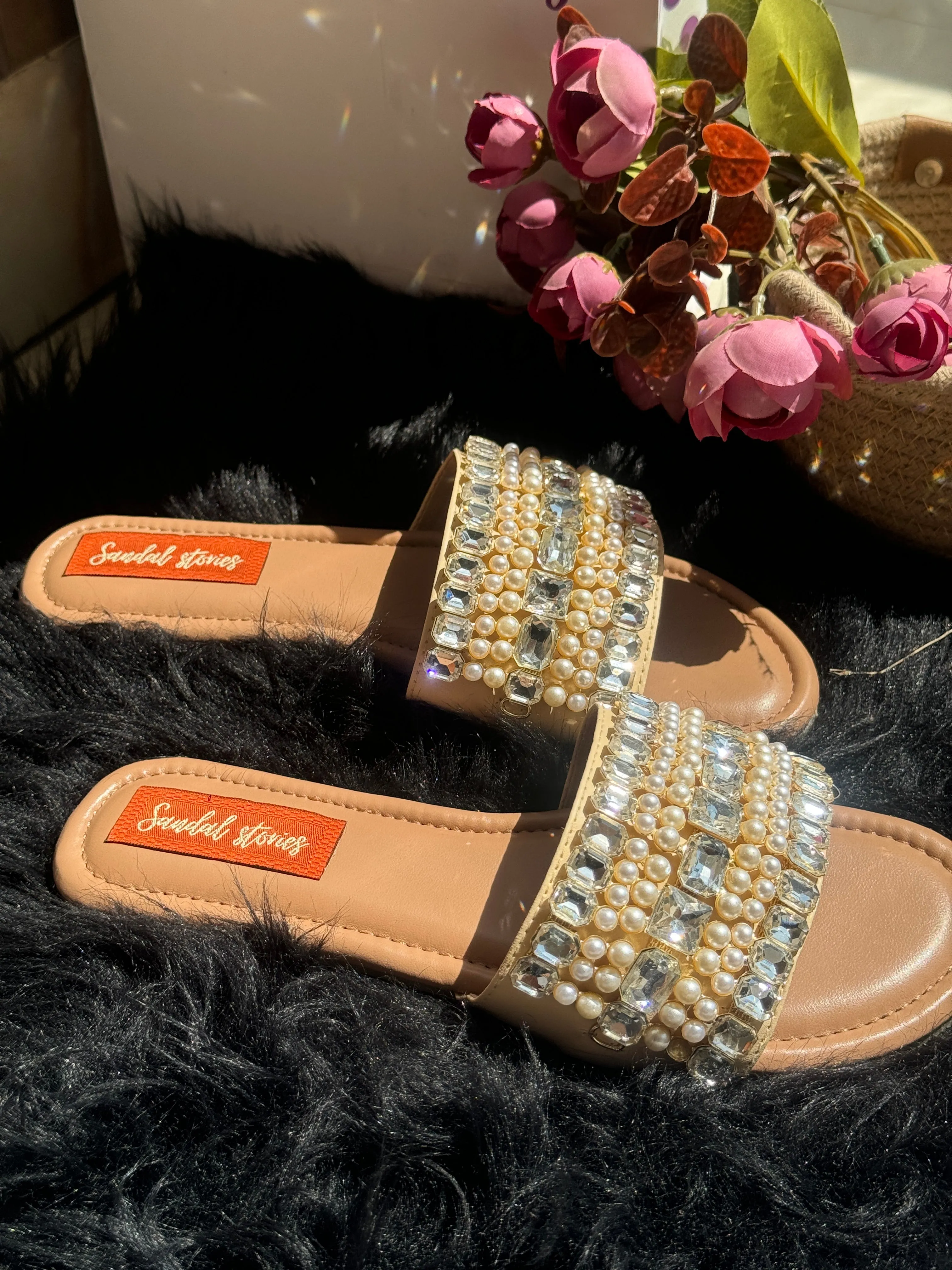 Pearl Elegance Embellished Flats