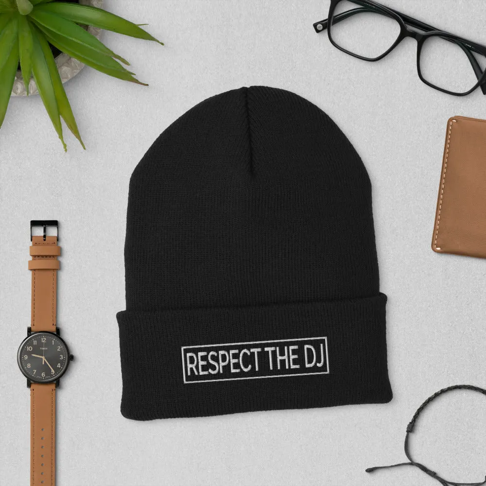 Respect The DJ White Logo Cuffed Beanie