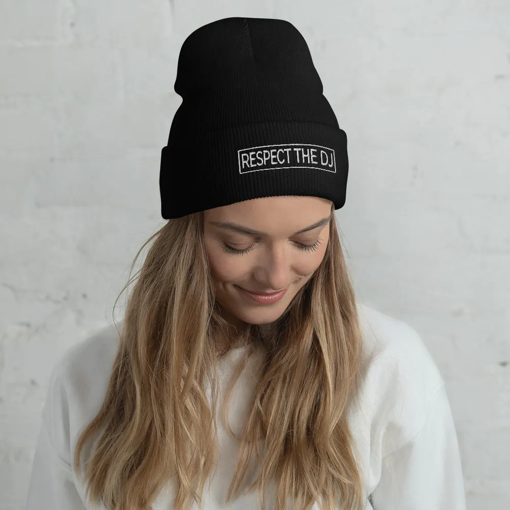 Respect The DJ White Logo Cuffed Beanie