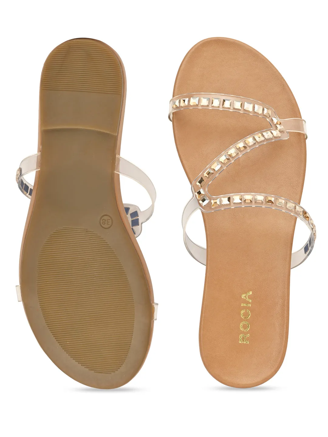 Rocia By Regal Beige Women Vinyl Diamante Flats
