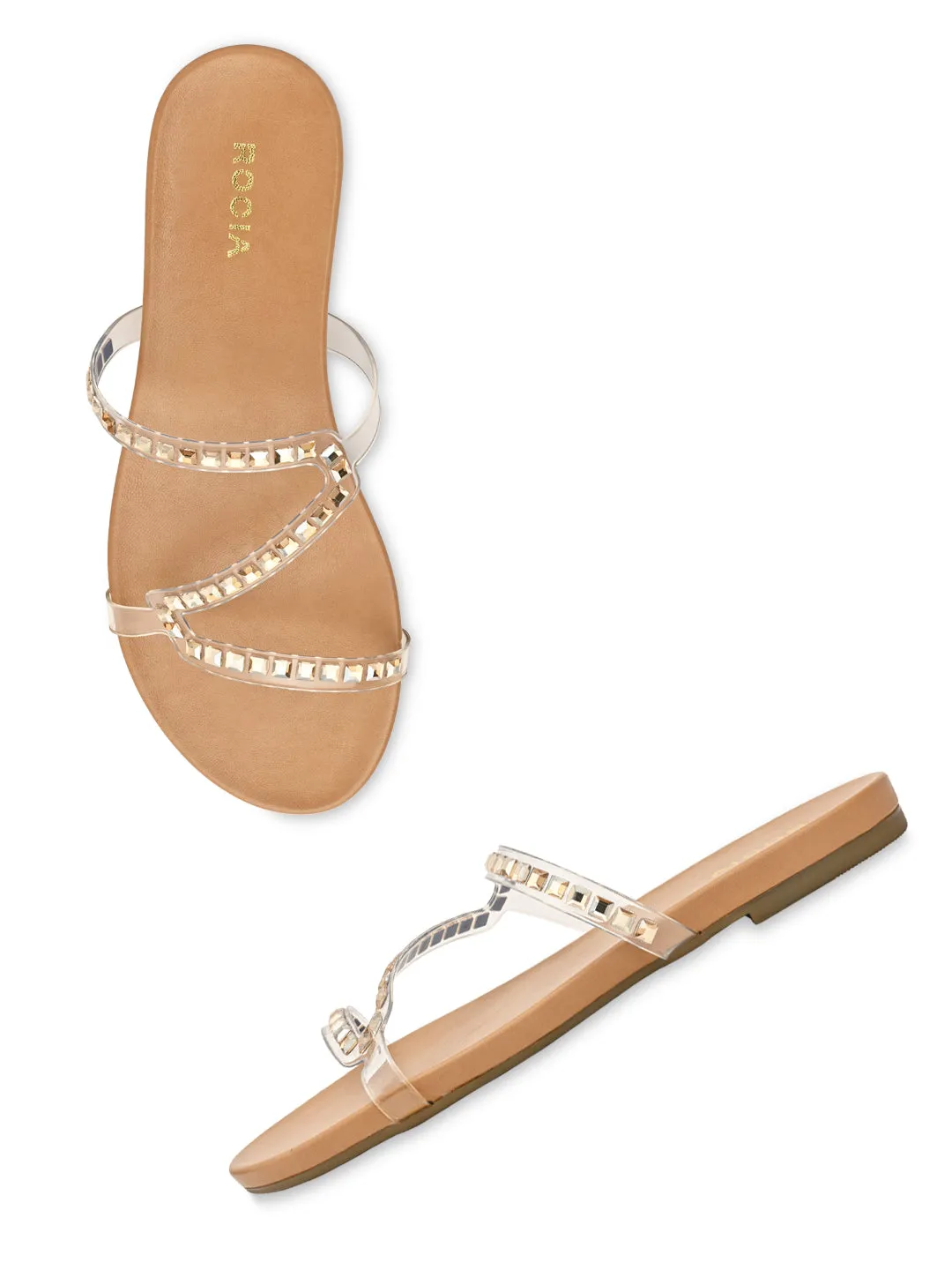 Rocia By Regal Beige Women Vinyl Diamante Flats