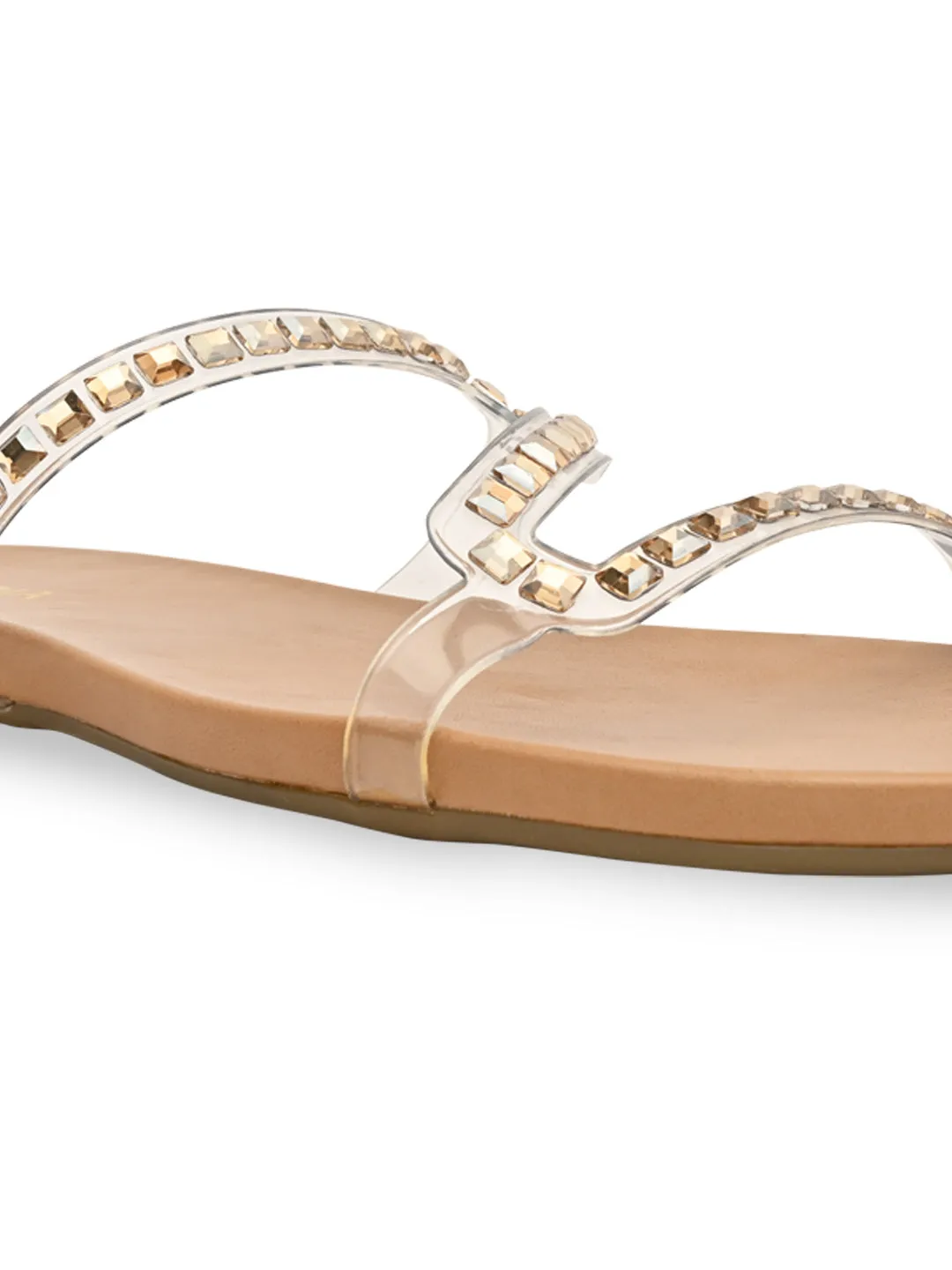 Rocia By Regal Beige Women Vinyl Diamante Flats