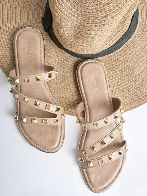 Rocia By Regal Beige Women Zig Zag Studded Flats