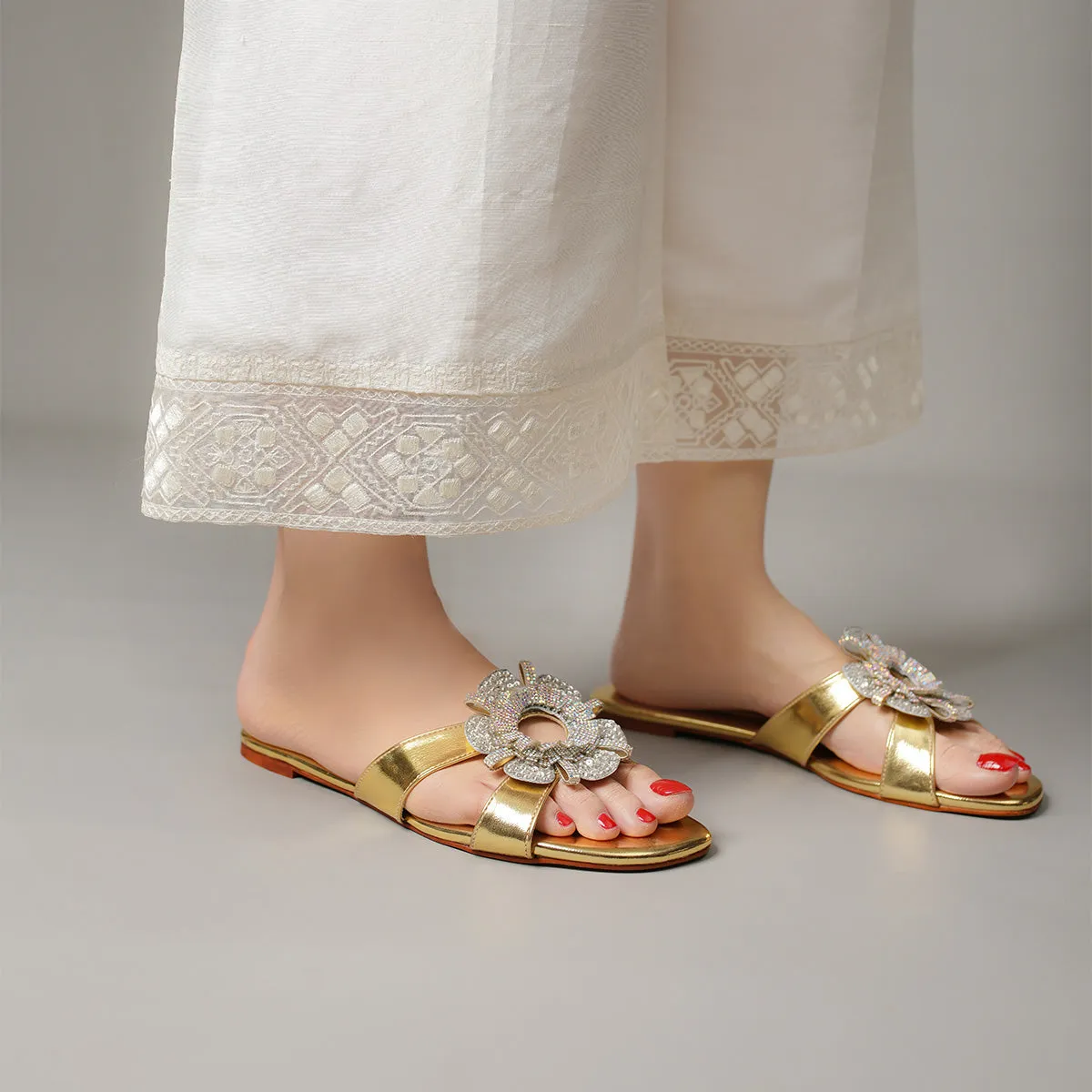 Rosa - Gold - Flats by L'amour