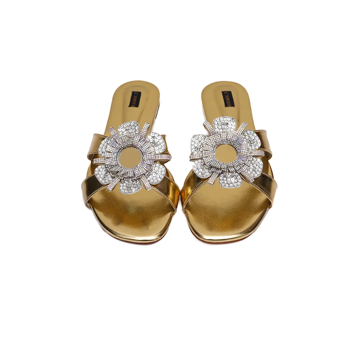 Rosa - Gold - Flats by L'amour