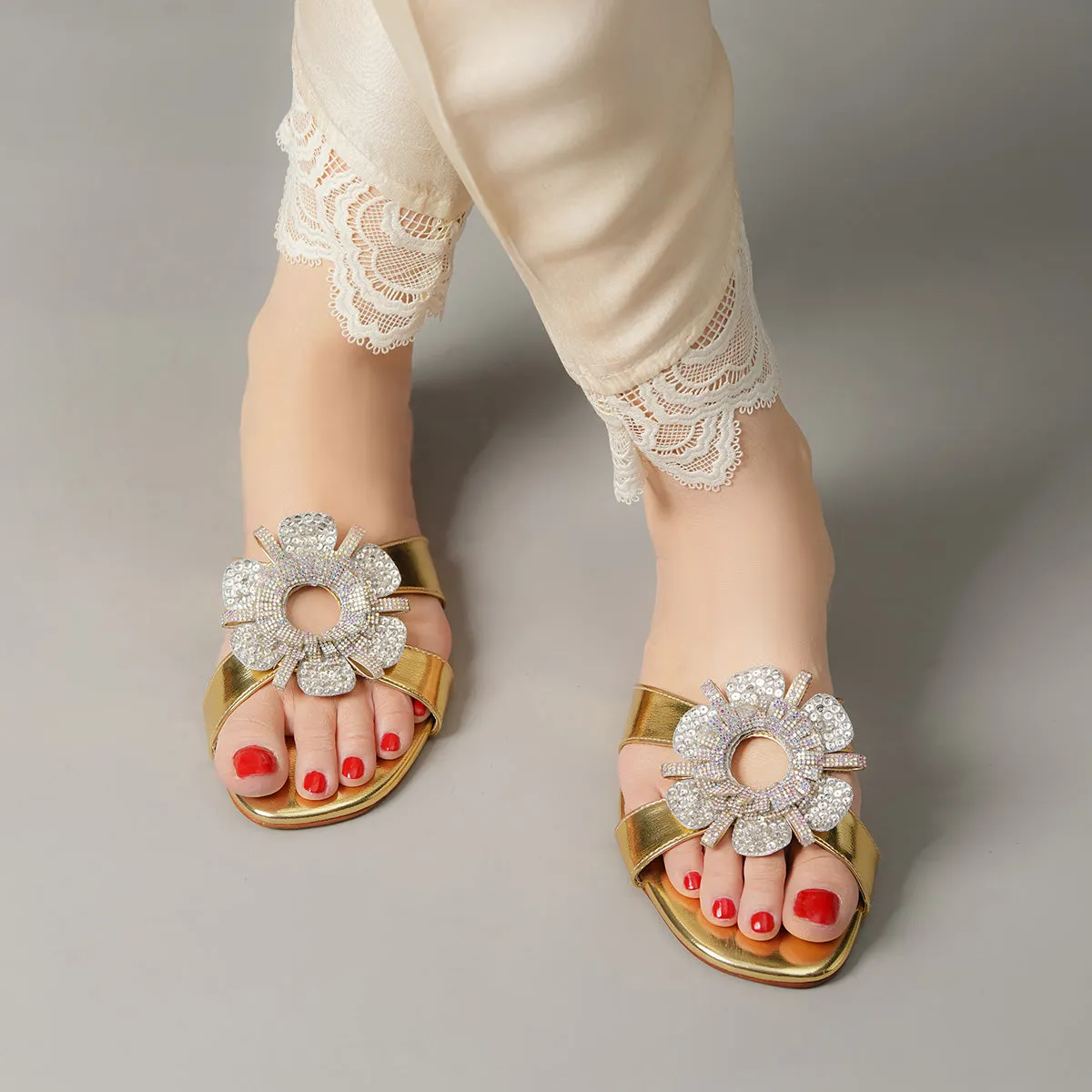 Rosa - Gold - Flats by L'amour